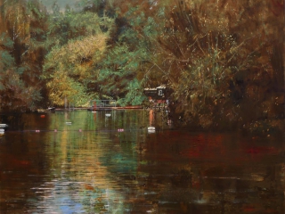 schilderij Isabella Werkhoven pond zwemvijver water bos