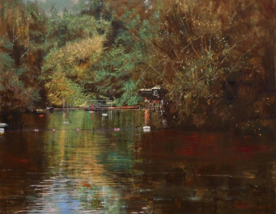 schilderij Isabella Werkhoven pond zwemvijver water bos